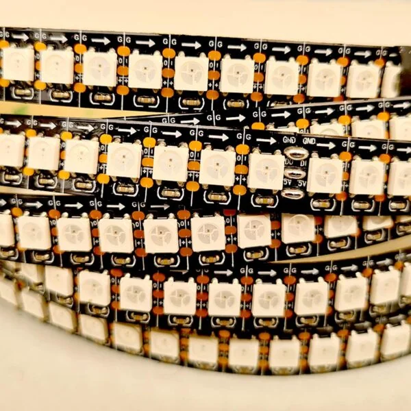 WS2812B Non-Waterproof 144 LED/M Addressable Pixel Strip for Arduino 5 METER — Power & Components — Back view