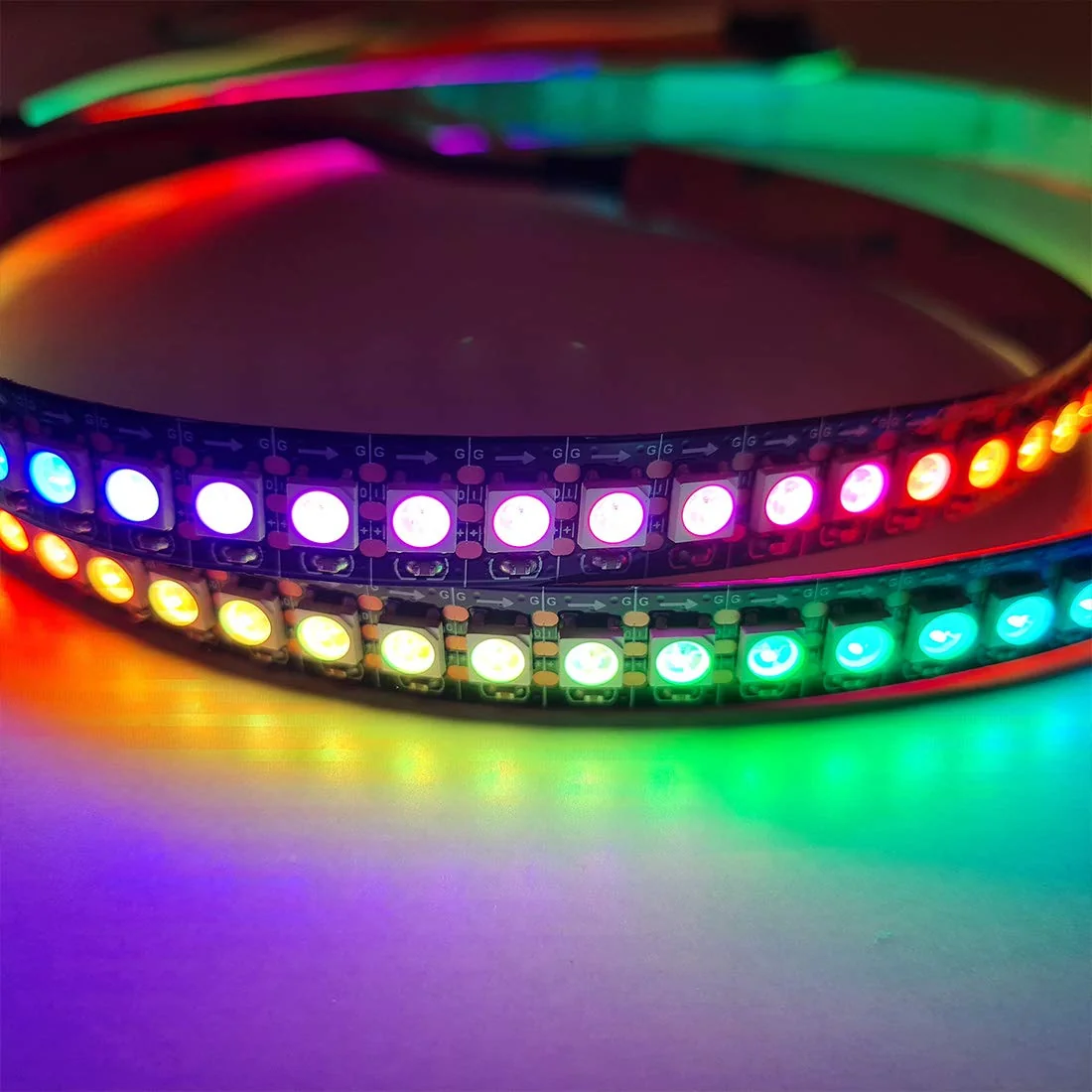 WS2812B Non-Waterproof 144 LED/M Addressable Pixel Strip for Arduino 5 METER — Power & Components — Pinout diagram