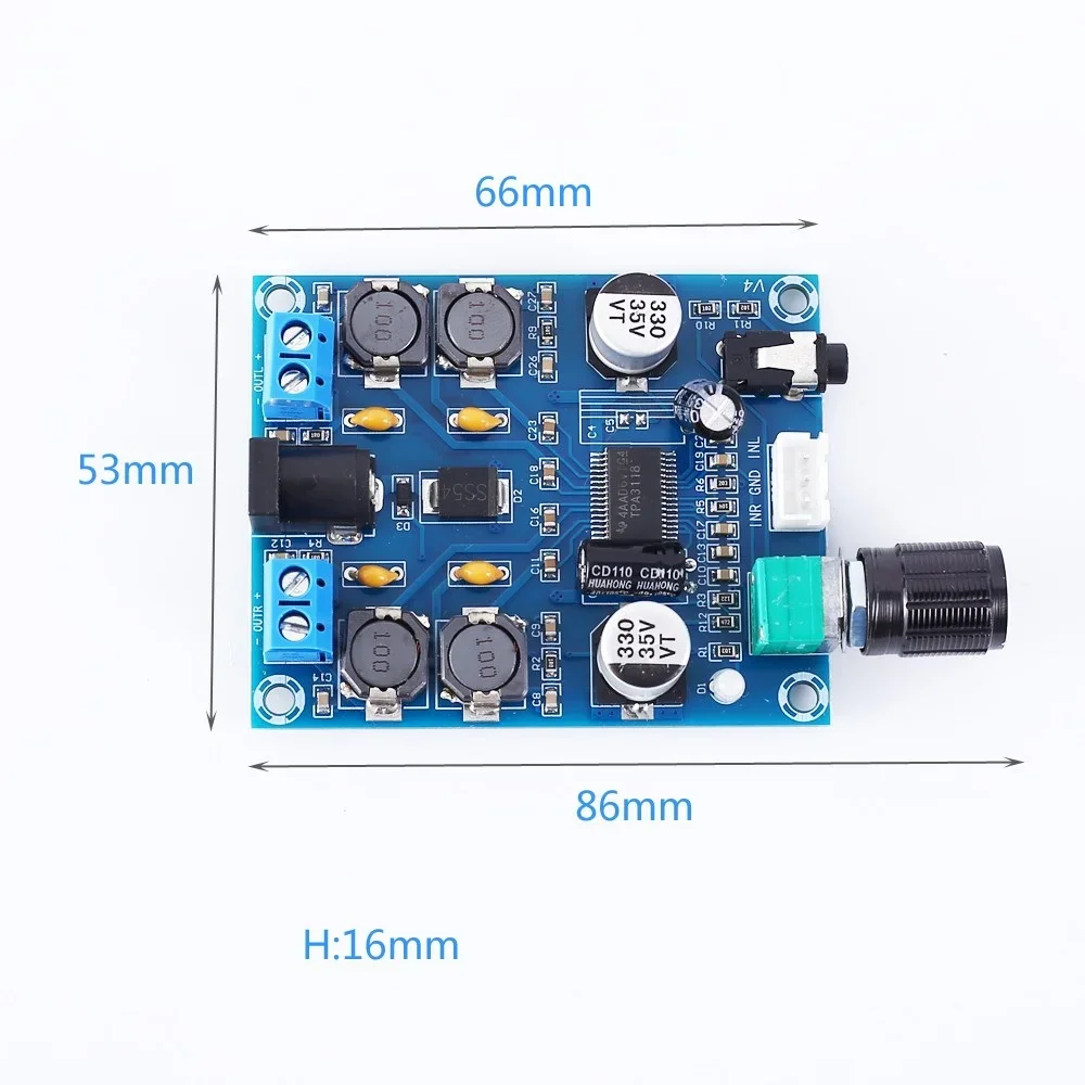 XH-M312 TPA3118D2 45W*2 Digital Amplifier Board Dual Channel Audio Amplifier Board Module — Display & Communication — Detail / close-up