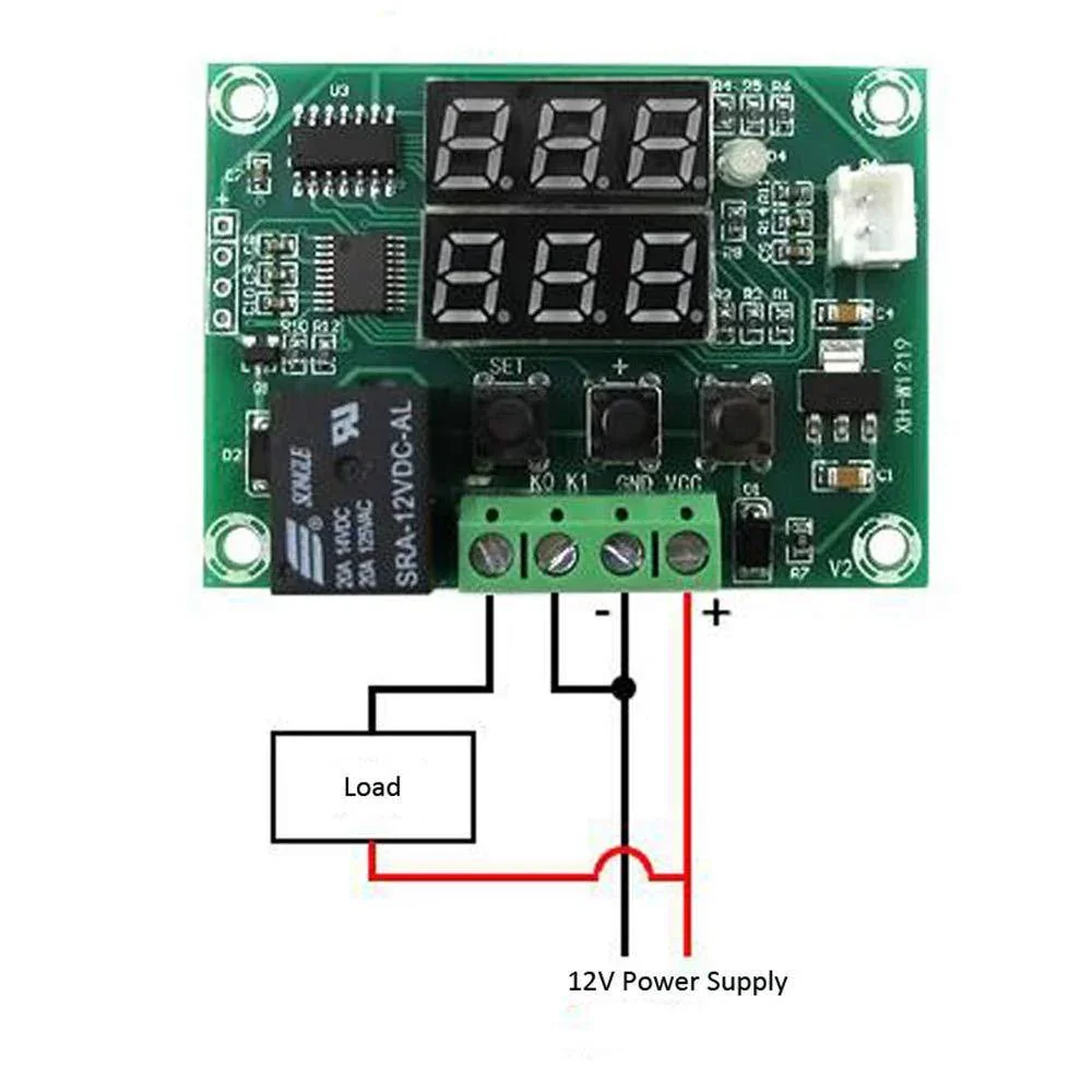 XH-W1219 12V Digital Temperature Controller Module with Dual LED Display & Waterproof NTC Sensor — Sensors — Detail / close-up