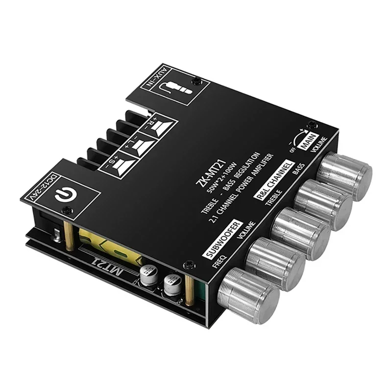 ZK-MT21 bluetooth 5.0 Subwoofer Amplifier Board 50WX2+100W 2.1 Channel Power Audio Stereo Amplifier Tone Board Bass AMP AUX — Display & Communication